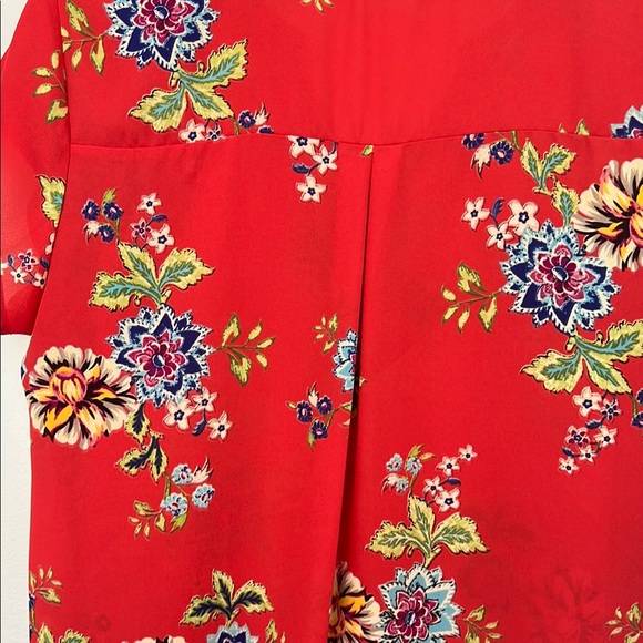 Pleione Red Relaxed Notched Collar Blouse - Picture 4 of 6